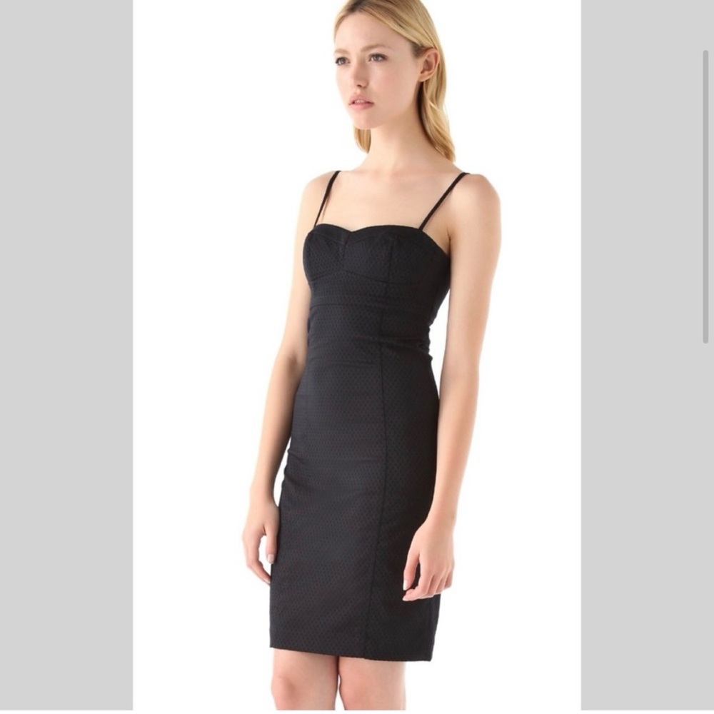 T by Alexander Wang Corset Mini Dress in Black Diamond Jacquard Fabric Sz XS